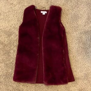 Maroon fur vest